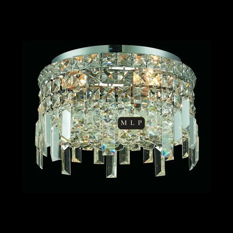 Ligne Crystal Flush Mount, 12" × 7" H in polished chrome