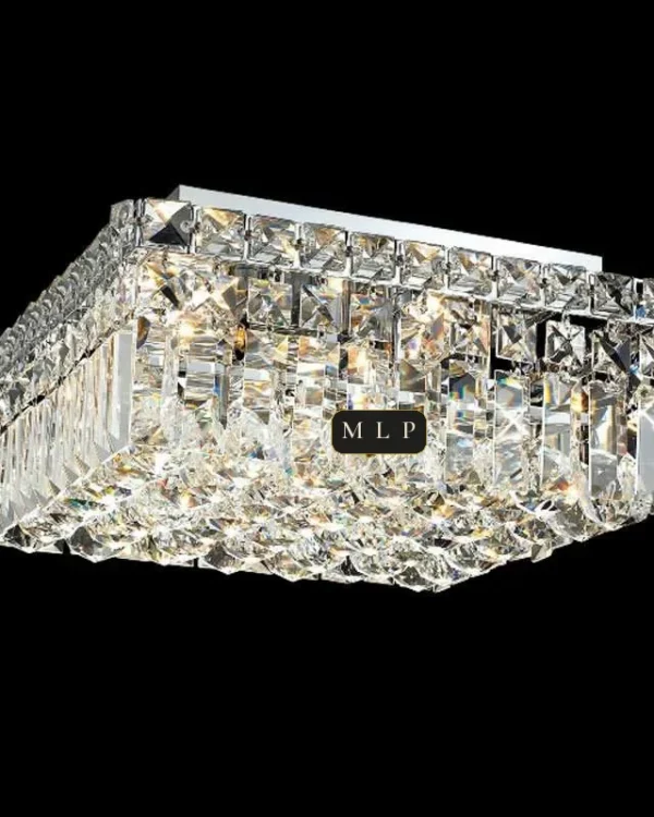 Ligne Linear Crystal Flush Mount, 14" in polished chrome