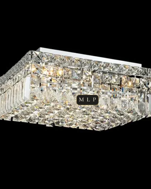 Ligne Linear Crystal Flush Mount, 16" × 6" H in polished chrome