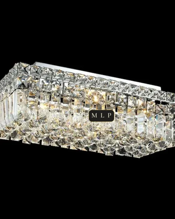 Ligne Linear Crystal Flush Mount, 16" × 7" H in polished chrome