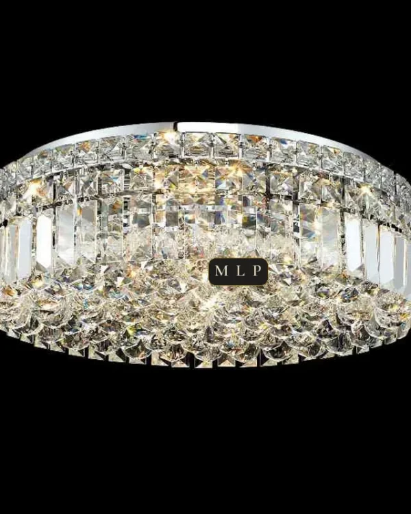 Ligne Crystal Flush Mount, 20" × 6" H in polished chrome