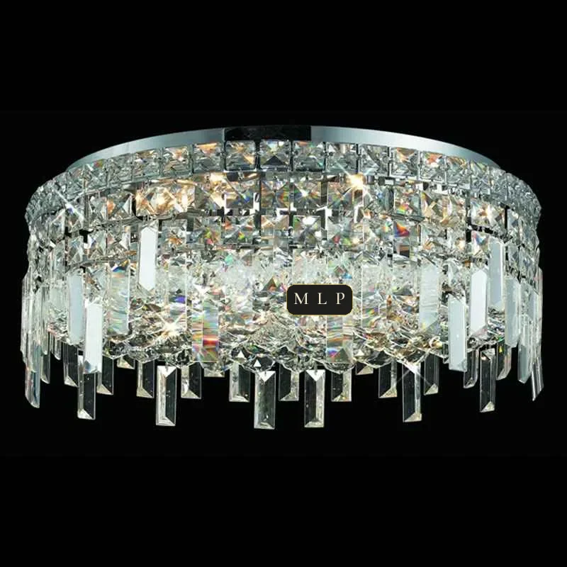 Ligne Crystal Flush Mount, 20" × 7" H in polished chrome