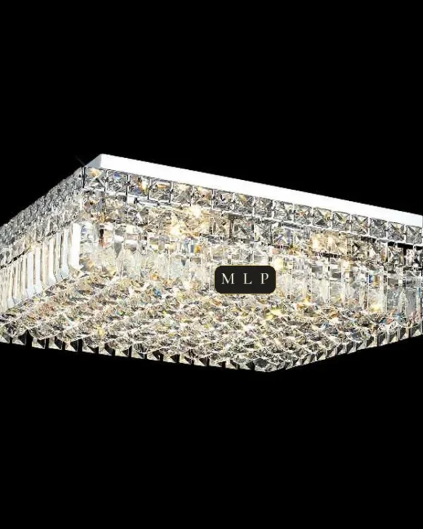 Ligne Linear Crystal Flush Mount, 20" × 6" H in polished chrome
