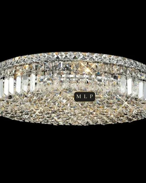 Ligne Crystal Flush Mount, 24" in polished chrome