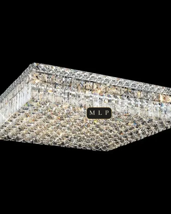 Ligne Linear Crystal Flush Mount, 24" × 6" H in polished chrome