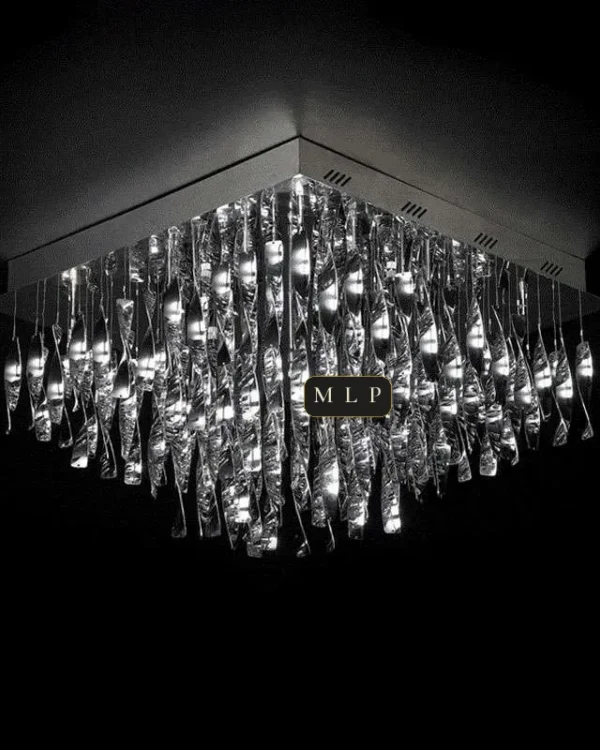 Ligne Crystal Flush Mount, 28" in polished chrome