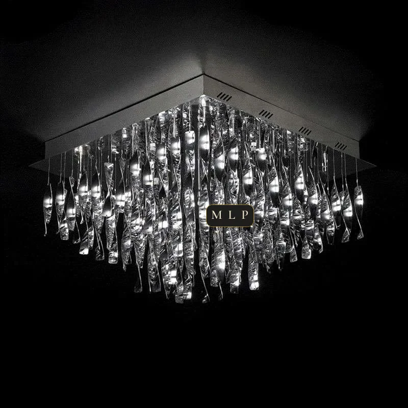Ligne Crystal Flush Mount, 28" in polished chrome