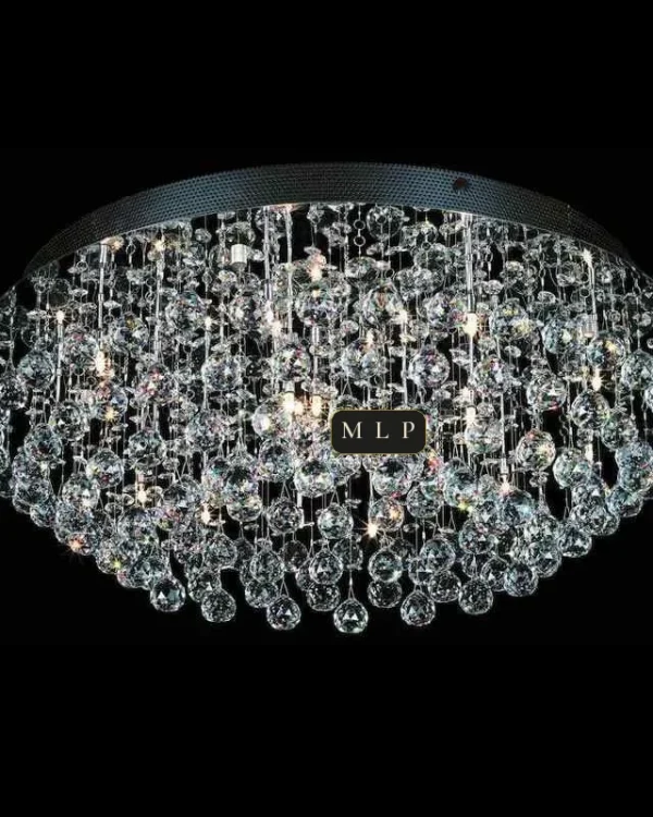 Ligne Crystal Flush Mount, 31" in polished chrome