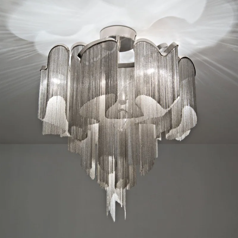 Vecteur Iron Flush Mount, 24" in polished chrome