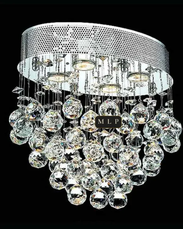 Verre Crystal Flush Mount, 16" × 13" H in polished chrome