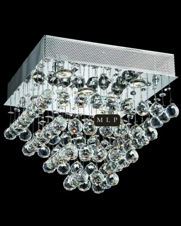 Verre Crystal Flush Mount, 16" × 14" H in polished chrome