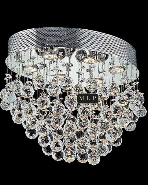 Verre Crystal Flush Mount II, 20" × 14" H in Polished Chrome in polished chrome