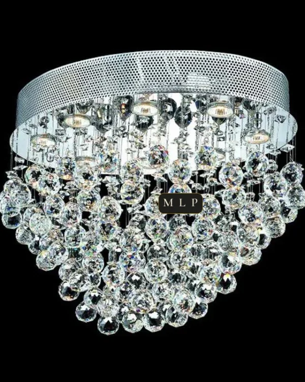 Verre Crystal Flush Mount II, 24" × 16" H in Polished Chrome in polished chrome