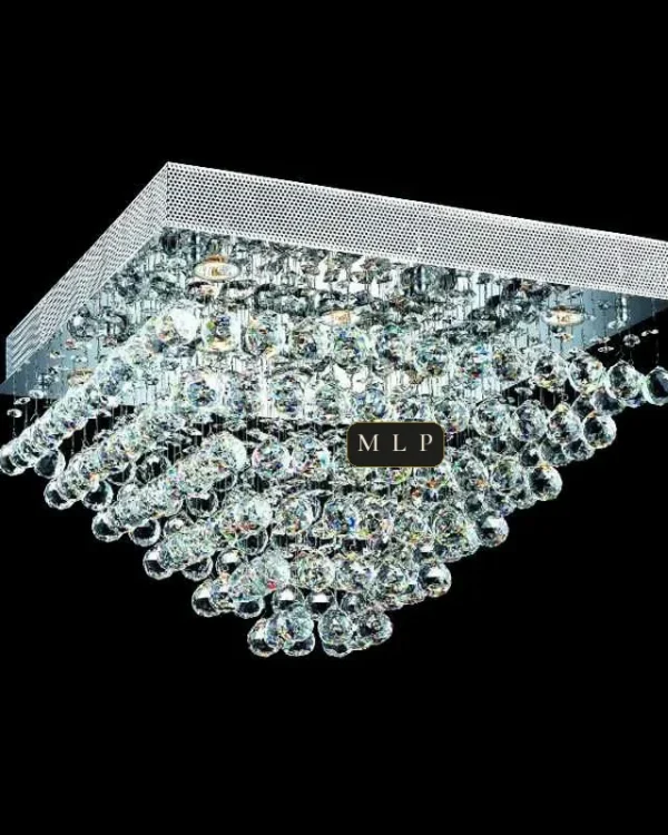 Verre Crystal Flush Mount, 24" × 16" H in Polished Chrome in polished chrome