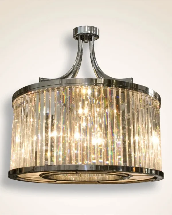 Élégance Crystal Semi-Flush Mount, 32" in nickel