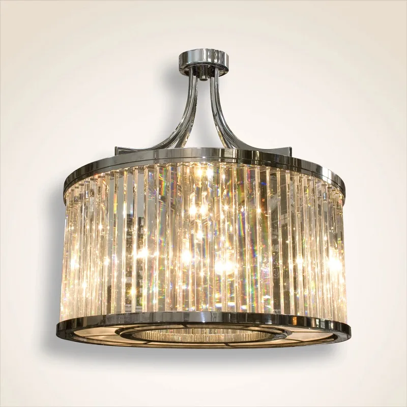Élégance Crystal Semi-Flush Mount, 32" in nickel