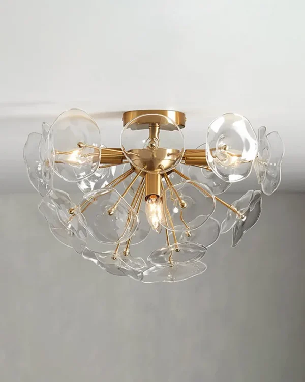 Laiton Glass Flush Mount, 18" × 12" H in brass