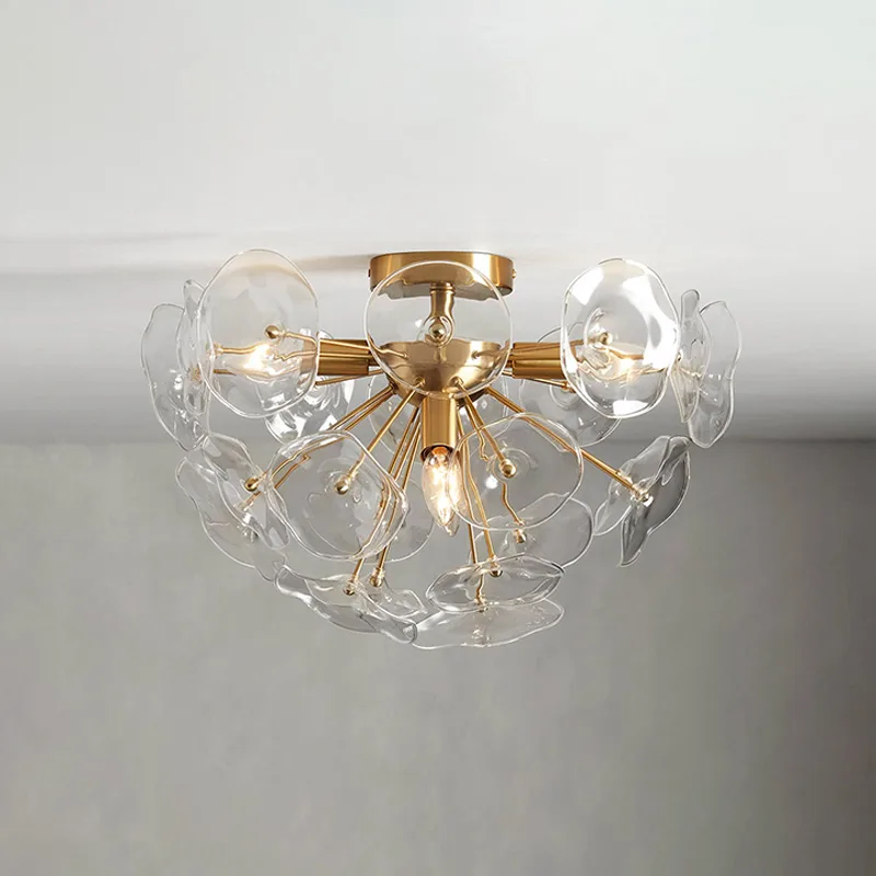 Laiton Glass Flush Mount, 18" × 12" H in brass