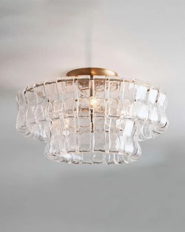 Laiton Glass Flush Mount II, 18" × 10" H in Brass in brass
