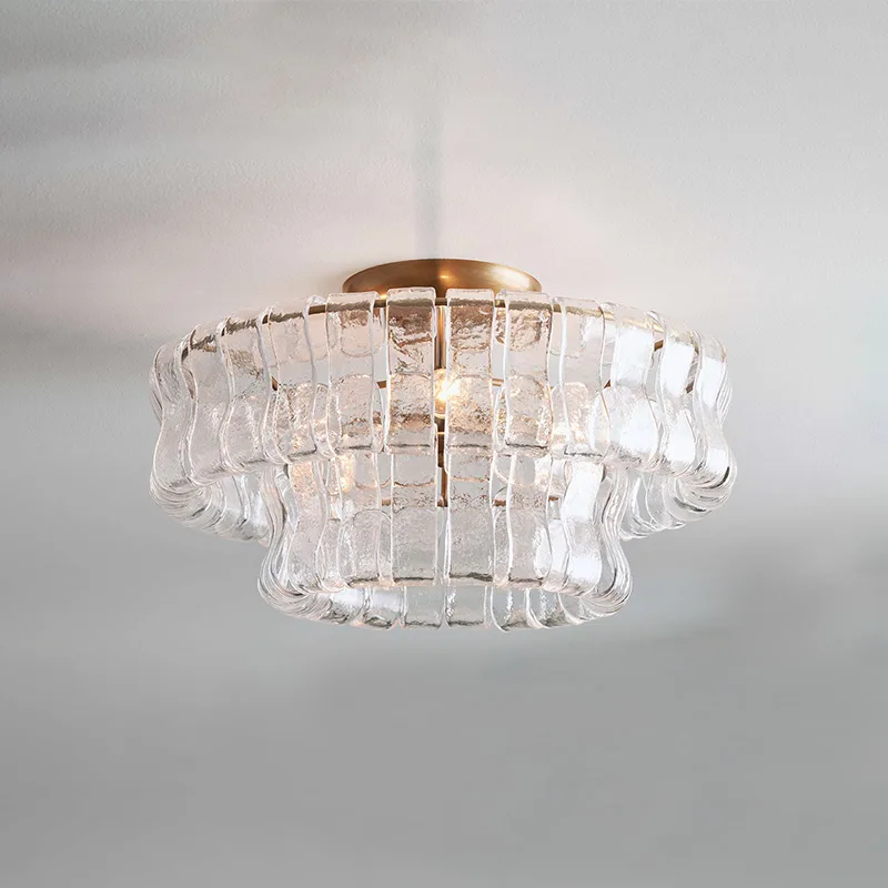 Laiton Glass Flush Mount II, 18" × 10" H in Brass in brass