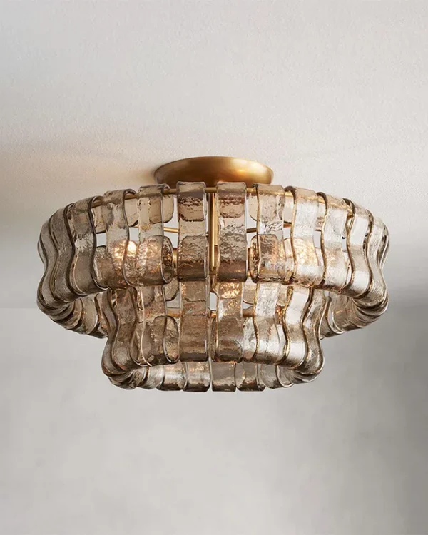 Laiton Glass Flush Mount, 18" × 10" H in Brass in brass