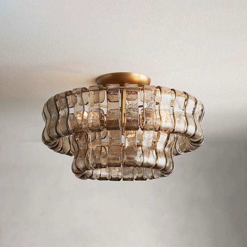 Laiton Glass Flush Mount, 18" × 10" H in Brass in brass