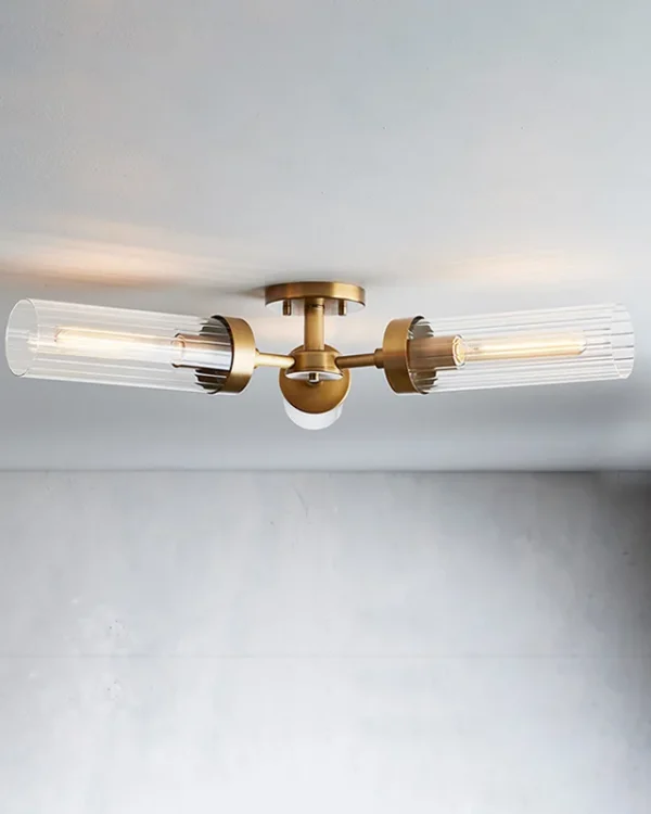 Laiton Glass Flush Mount, 31" in brass