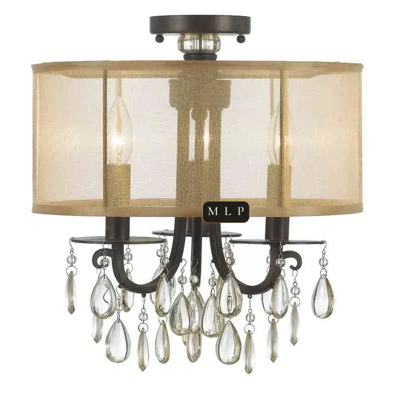 Ligne Crystal Semi-Flush Mount, 14" × 17" H in Black in black