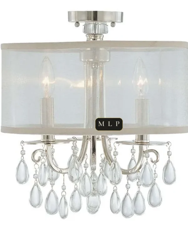 Ligne Crystal Semi-Flush Mount, 14" × 17" H in Polished Chrome in polished chrome