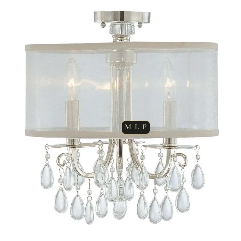 Ligne Crystal Semi-Flush Mount, 14" × 17" H in Polished Chrome in polished chrome