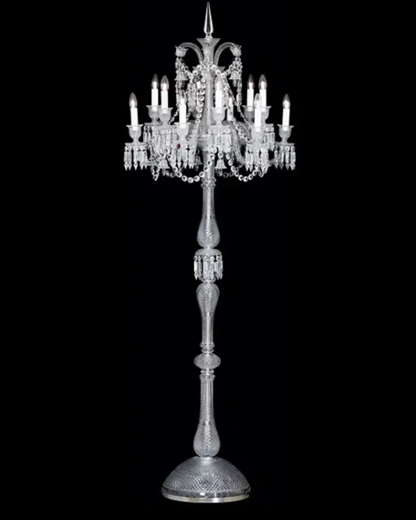 Crillon Crystal 12-Light Floor Lamp, 87" in Polished Chrome in polished chrome