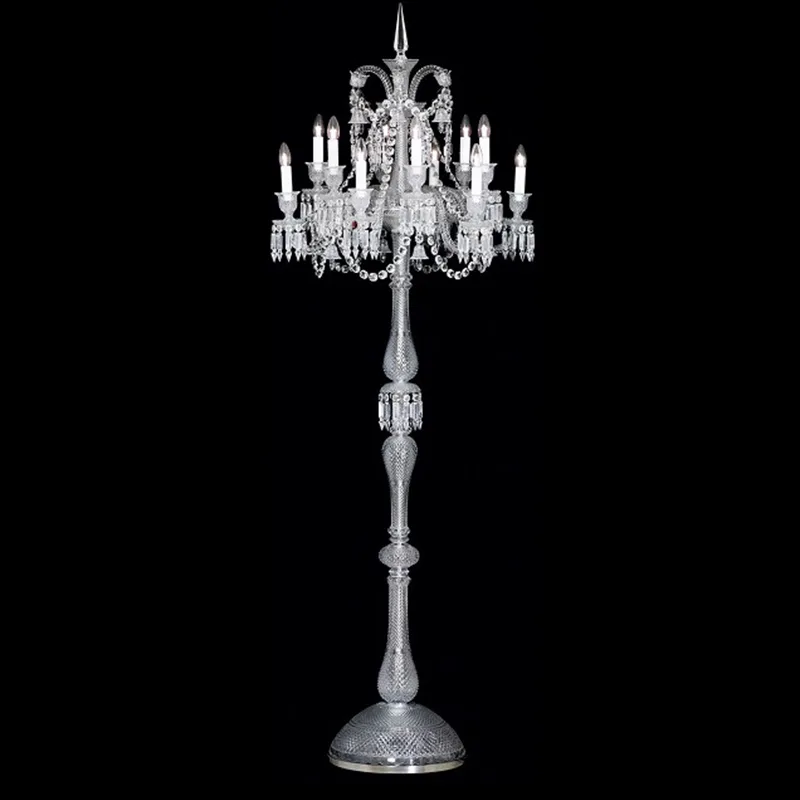 Crillon Crystal 12-Light Floor Lamp, 87" in Polished Chrome in polished chrome