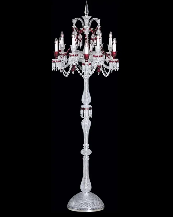 Crillon Crystal 12-Light Floor Lamp II, 87" in Polished Chrome in polished chrome