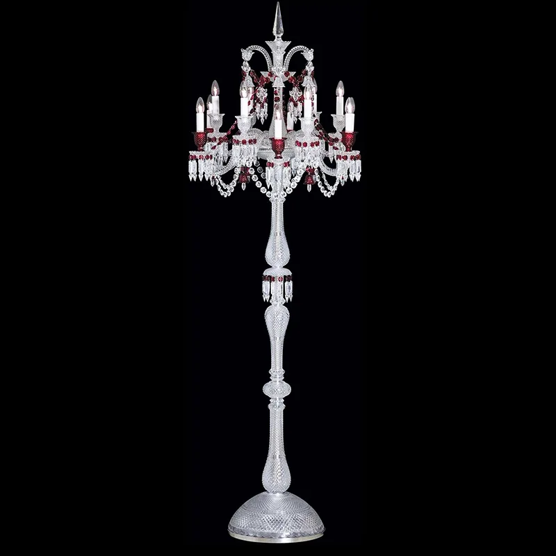 Crillon Crystal 12-Light Floor Lamp II, 87" in Polished Chrome in polished chrome