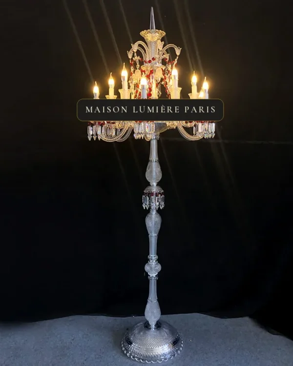Cristal Crystal Floor Lamp, 87" in polished chrome