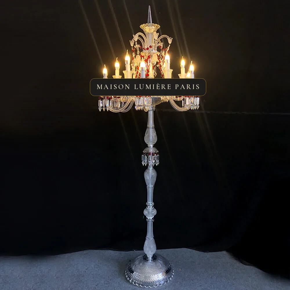 Cristal Crystal Floor Lamp, 87" in polished chrome