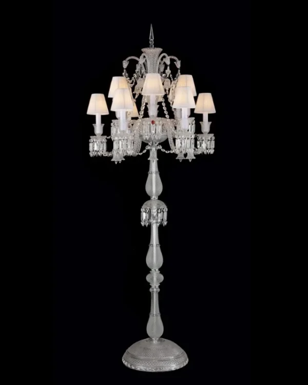 Lumière Crystal 12-Light Floor Lamp III, 73" in Polished Chrome in polished chrome