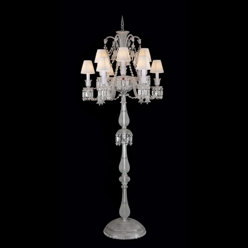 Lumière Crystal 12-Light Floor Lamp III, 73" in Polished Chrome in polished chrome