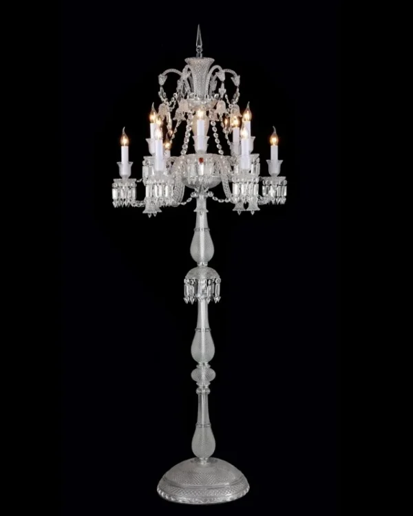 Lumière Crystal 12-Light Floor Lamp, 73" in Polished Chrome in polished chrome