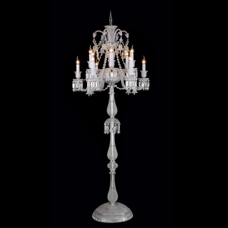 Lumière Crystal 12-Light Floor Lamp, 73" in Polished Chrome in polished chrome