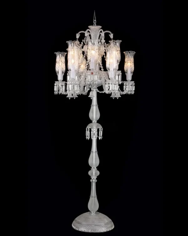 Lumière Crystal 12-Light Floor Lamp II, 73" in Polished Chrome in polished chrome