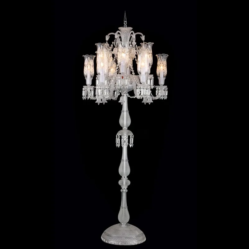 Lumière Crystal 12-Light Floor Lamp II, 73" in Polished Chrome in polished chrome
