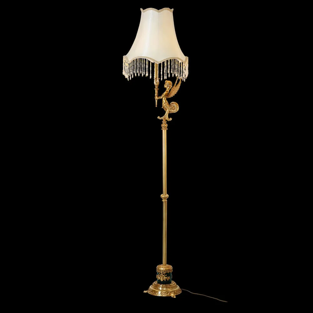 Panthéon Brass Floor Lamp, 69" in antique brass