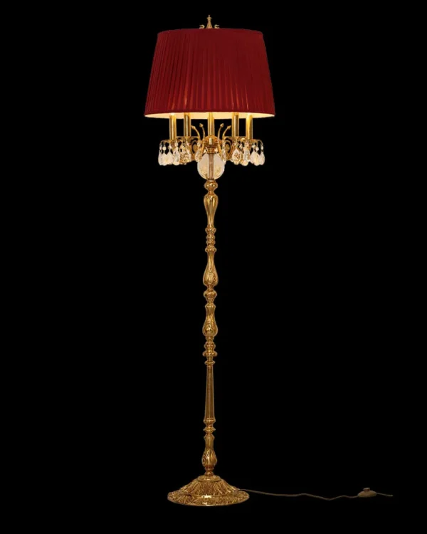 Panthéon Crystal Floor Lamp, 70" in antique brass