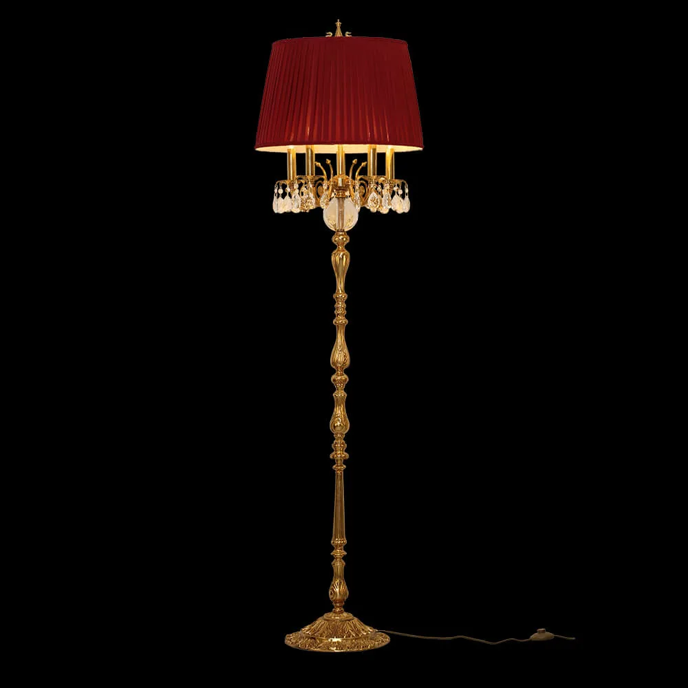 Panthéon Crystal Floor Lamp, 70" in antique brass