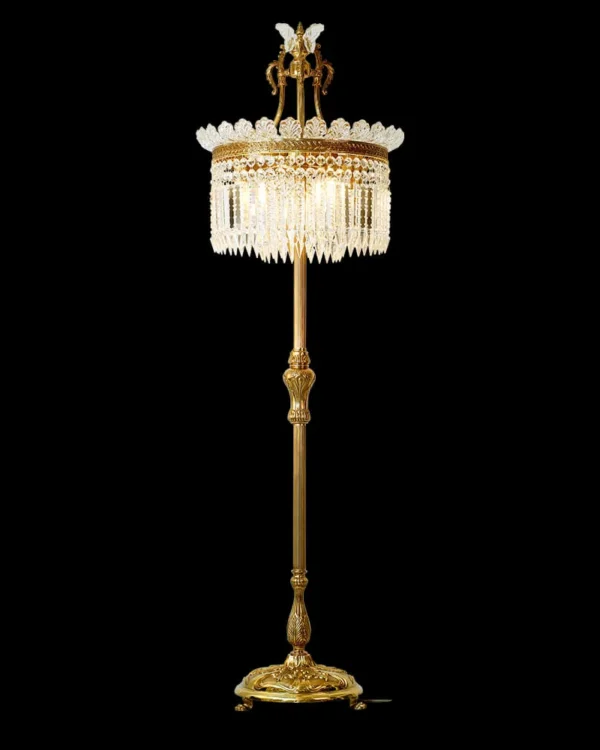 Panthéon Crystal Floor Lamp, 65" in antique brass