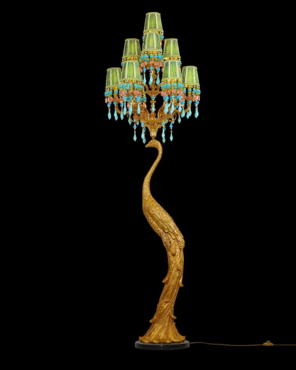 Passy Brass 10-Light Floor Lamp II, 86" in Antique Brass in antique brass