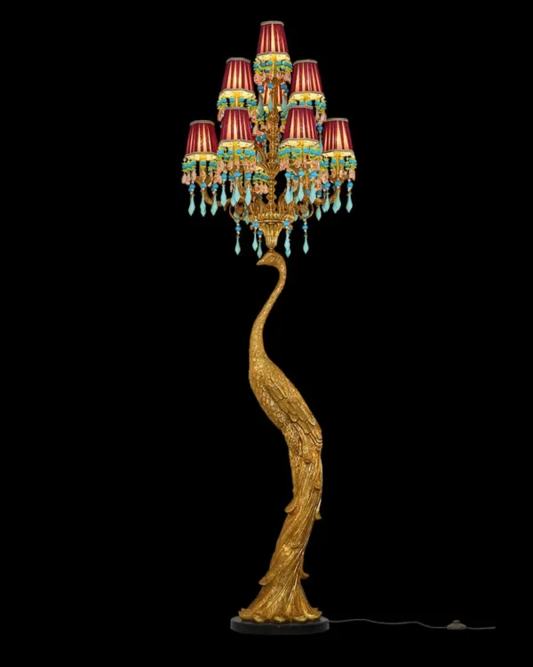 Passy Brass 10-Light Floor Lamp, 86" in Antique Brass in antique brass
