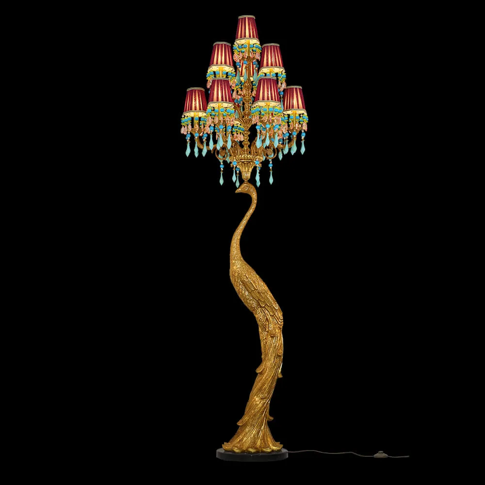 Passy Brass 10-Light Floor Lamp, 86" in Antique Brass in antique brass