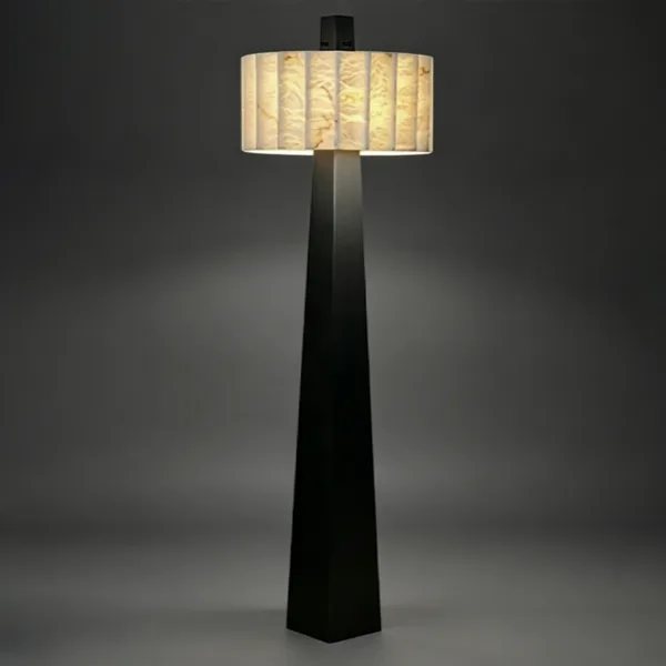 Brume Disc Alabaster Floor Lamp, 65"